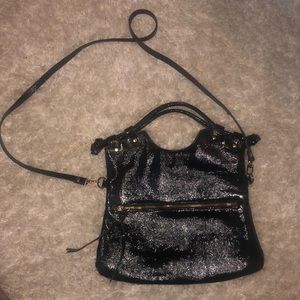Real black patent leather bag